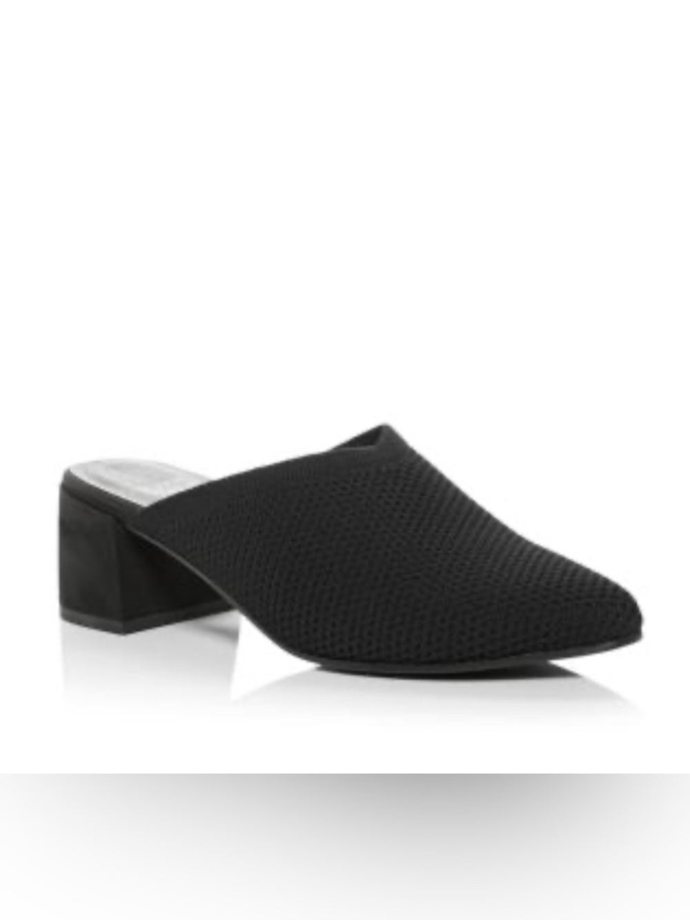 Eileen Fisher Gest Stretch Black Knit Slip-On Block Heel Mules Size 9.5